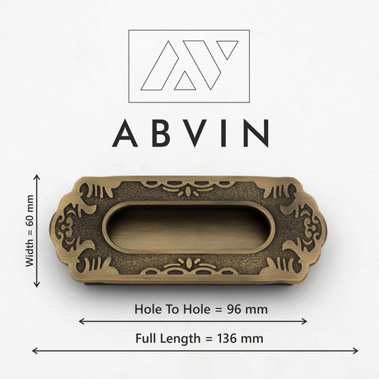 Embedded ABVIN Sliding door Concealed handles Flush Pull in Antique Vintage finish Cabinet Dresser Slider Handle And Drawer pulls - 1 pcs