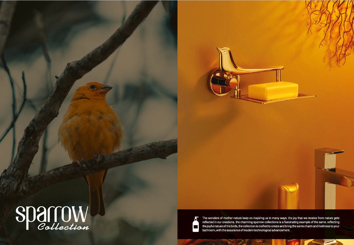 Sparrow Pure Brass PVD GOLD Bathroom Accessories Soap dishes, toilet paper holder, towels holder, hooks , Soap Dispenser