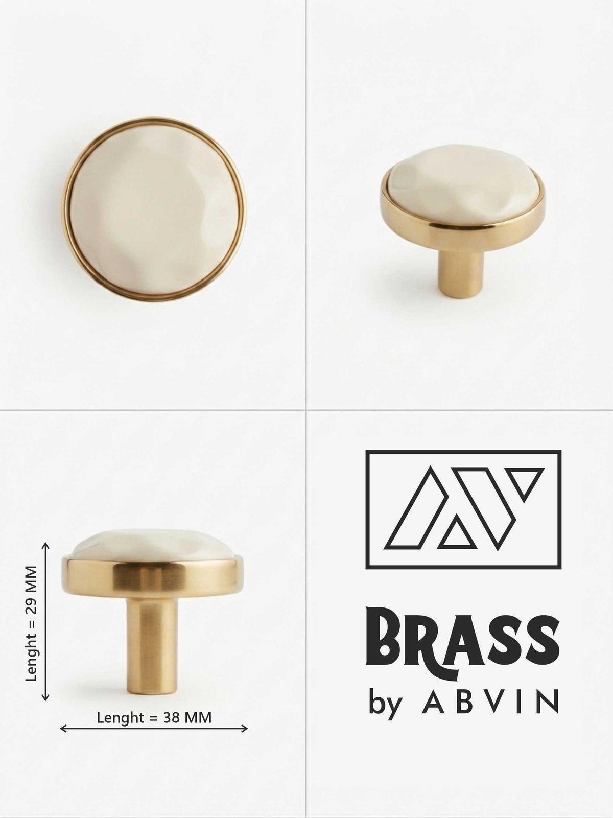 Gold Brass Marble handles Unique Cabinet Beautiful Decorative Dresser Drawer Knobs and Pulls - 1 pcs