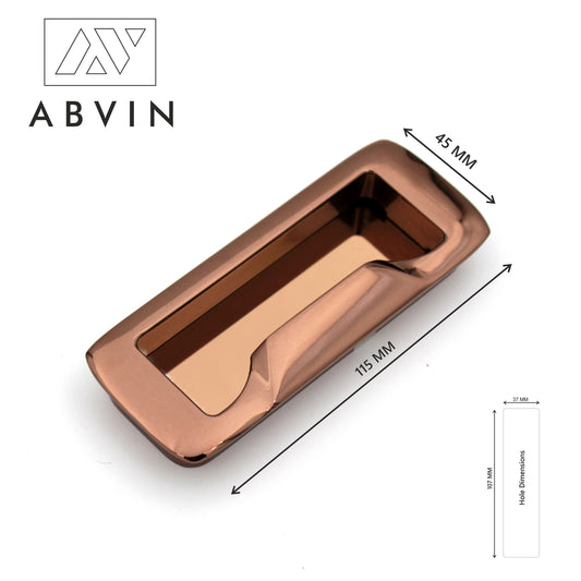 ABVIN Sliding door Concealed handles Flush Pull in PVD Glossy Copper finish Cabinet Dresser Furniture Slider Handle And Drawer pulls - 1 pcs