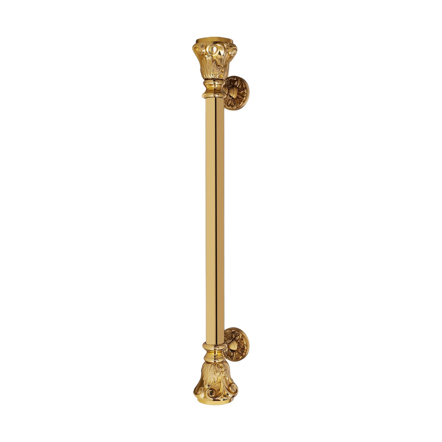 Gold Finish Brass Door Handle: Ornate Entrance Hardware