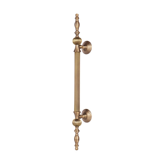 24" Matt Antique Brass Door Handle: Ornate Entrance Hardware