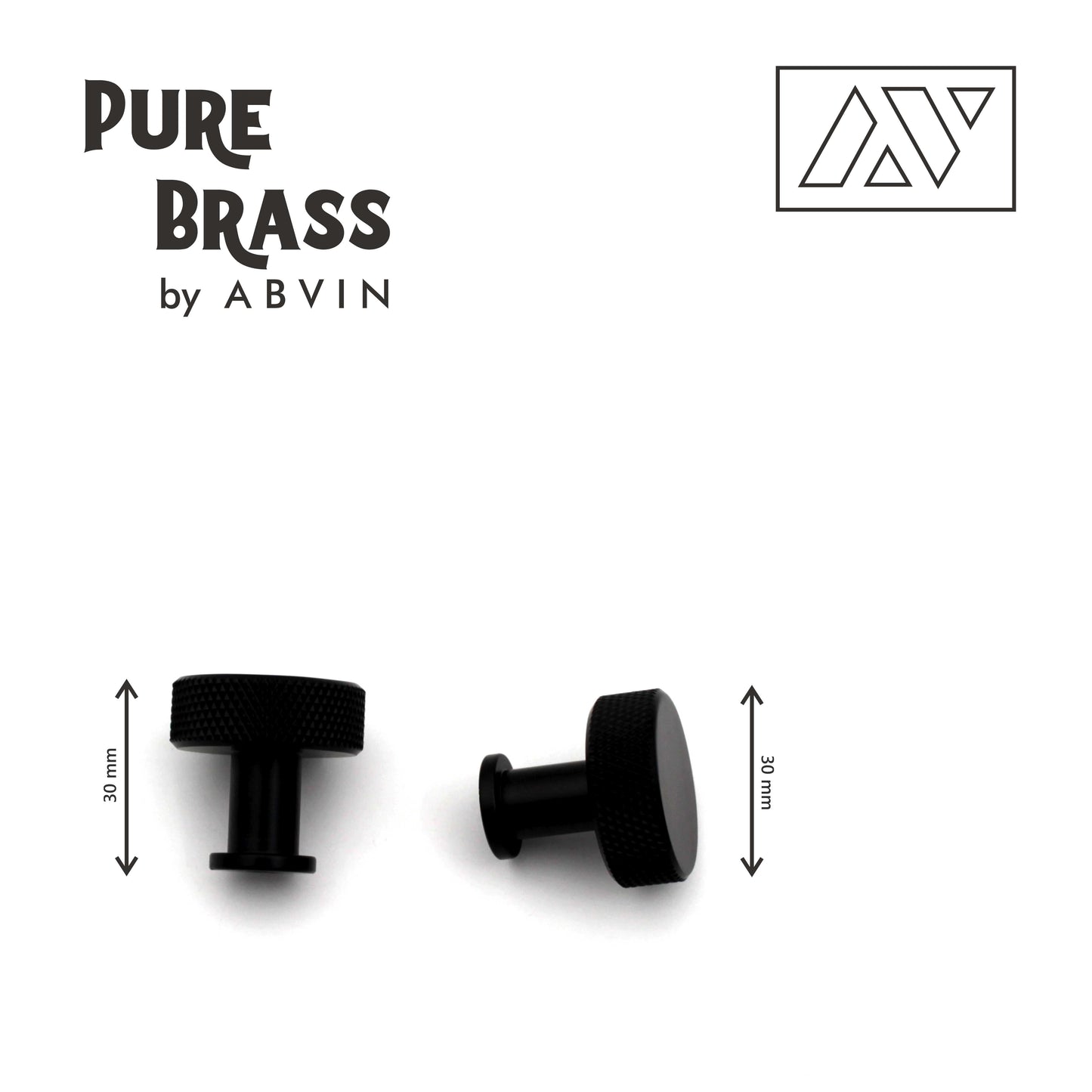 ABVIN Premium Brass Black Knurled Knobs Handles, Furniture Pulls Cabinets Cupboards Drawers knob (1 pcs)