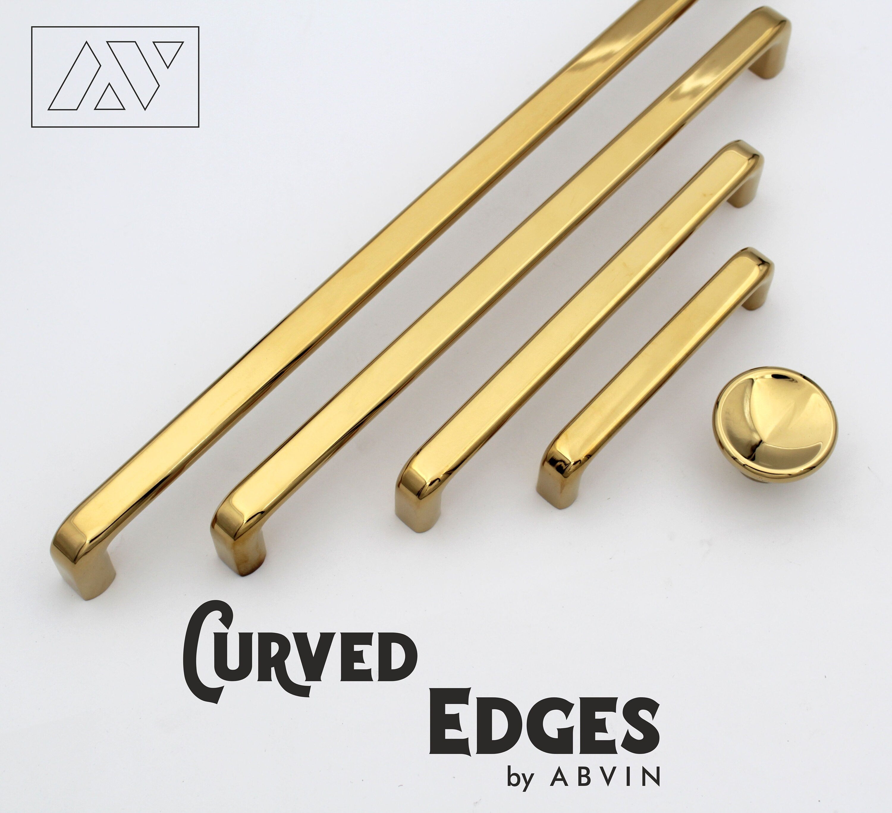 Modern Curved PVD Gold Handles Pulls Cabinet Drawer Dresser Furniture – ABVIN