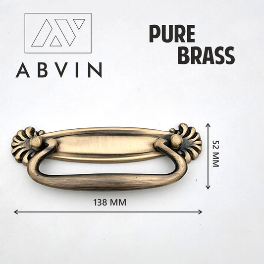 ABVIN Pure Brass Vintage Antique Carving Drop Bail Pull Ring Dresser Drawer Pulls Handles Antique Bronze Rustic Cabinet Knobs - 1 Piece