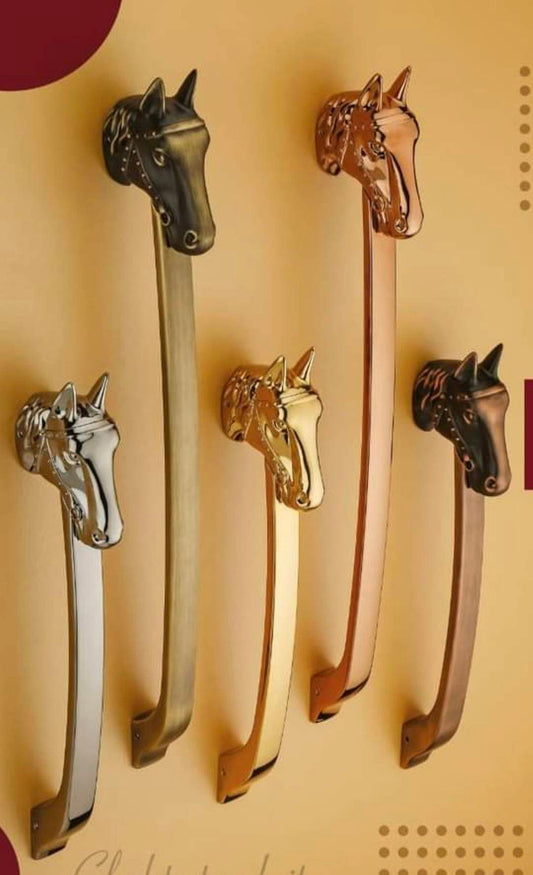PVD Gold Horse Door Handle, Door Handles for Main Door, Handle Horse Head Design - 1 Pcs