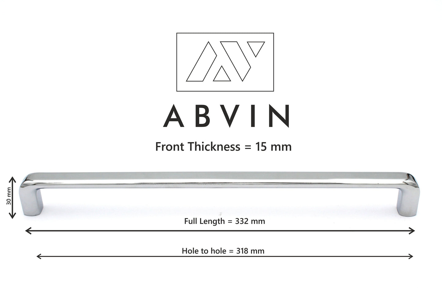 ABVIN PREMIUM Curve Polished Chrome Modern Solid Long Appliance Pulls Bar Handles For Doors Cabinets Cupboards Drawers - 1 piece