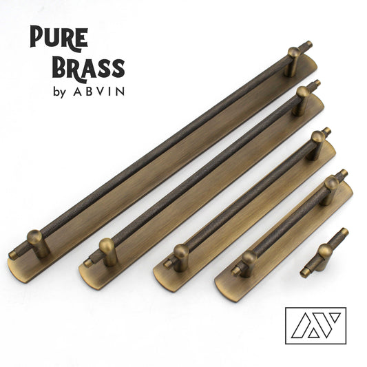 Premium Thin Solid Brass with Backplate Bar Handles, Modern Gold Cabinet Hardware, Furniture Pulls for Doors, Cabinets, Cupboards & Drawers