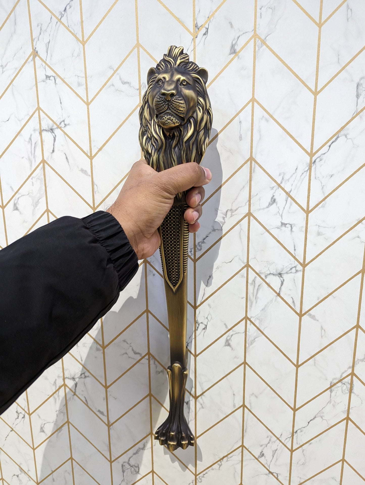 19.5" Large Lion Antique Door Handle, Door Handles for Main Door, Handle Lion Head Design - 1 Pcs