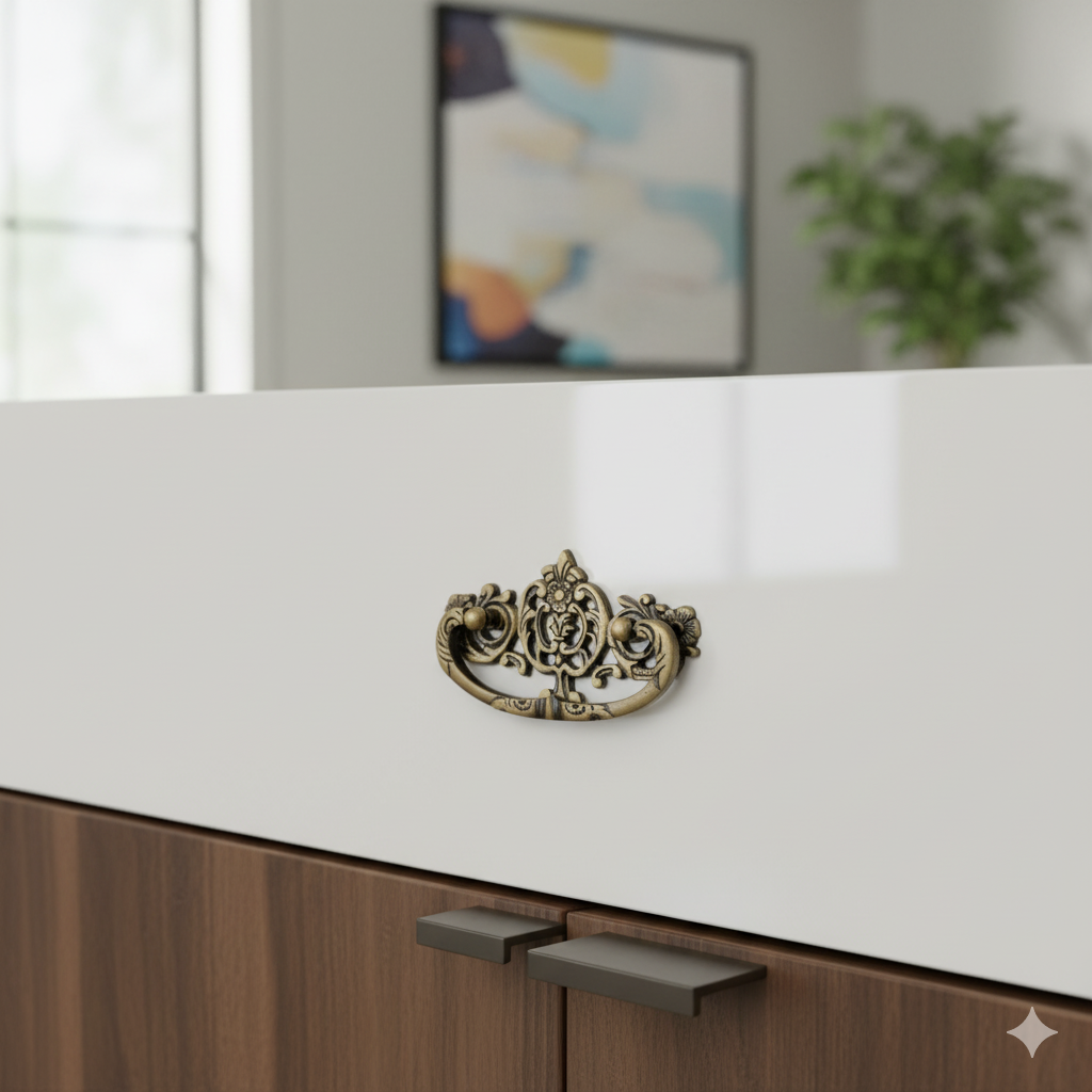 ABVIN Pure Brass Vintage Antique and Golden Carving Drop Bail Pull Ring Dresser Drawer Pulls Handles Antique Bronze Rustic Cabinet Knobs