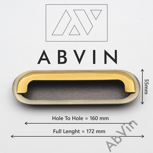 Embedded ABVIN Sliding door Concealed Drawer handles Flush Pull in Antique Gold finish Cabinet Dresser Slider Handle Drawer pulls - 1 pcs