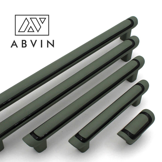 Modern Slim Black Green Handles Pulls Cabinet Drawer Dresser Furniture Knob Handle Pulls - 1 piece