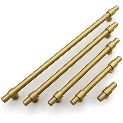 Modern Solid Brass Round Cabinet Bar Pull Handles Drawer Dresser Furniture Knob Handle Appliance Pulls Gold Kitchen cupboard - 1 piece