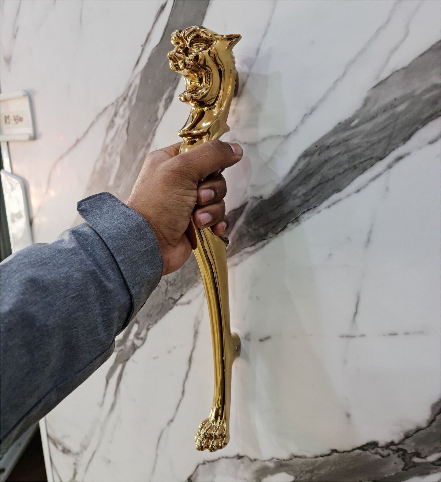 PVD Gold Beast Door Handle, Door Handles for Main Door, Handle Beast Head Design - 1 Pcs