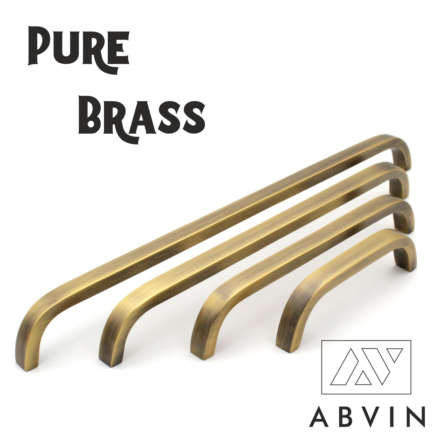 Premium Thin Solid Brass Bar Handles, Modern Gold Cabinet Hardware, Furniture Pulls for Doors, Cabinets, Cupboards & Drawers