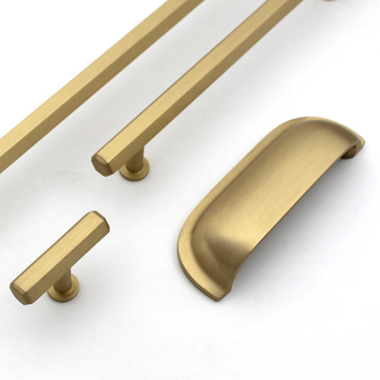 Modern Solid Brass Hex Cabinet Bar Pull Handles Drawer Dresser Furniture Knob Handle Appliance Pulls Gold Kitchen cupboard - 1 piece