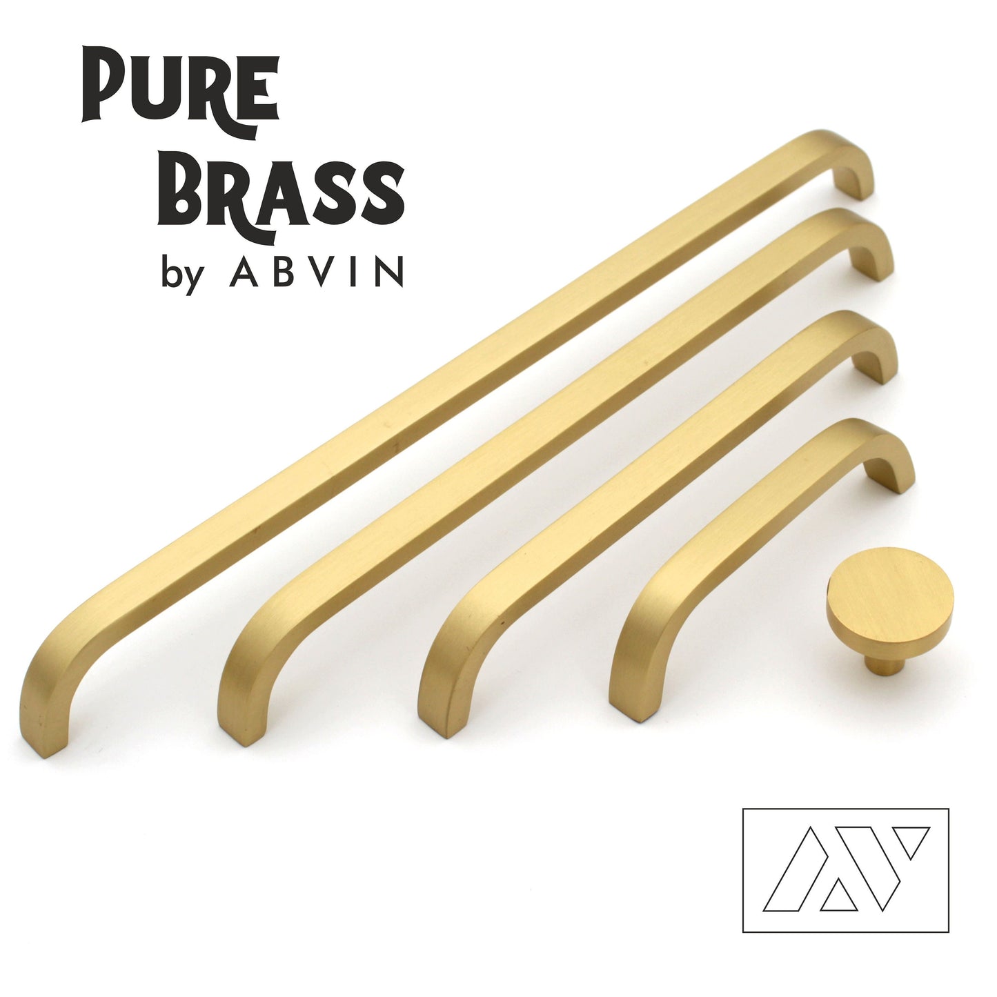 Premium Thin Matt Solid Brass Bar Handles, Modern Gold Cabinet Hardware, Furniture Pulls for Doors, Cabinets, Cupboards & Drawers