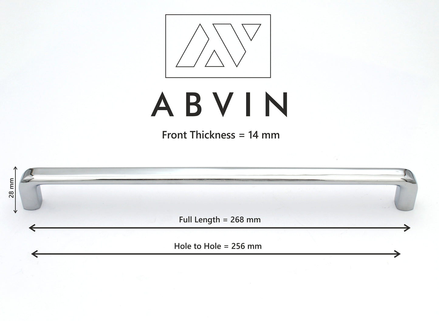 ABVIN PREMIUM Curve Polished Chrome Modern Solid Long Appliance Pulls Bar Handles For Doors Cabinets Cupboards Drawers - 1 piece