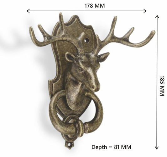 STAG door knocker in brass / brass knocker  Brass front door knocker | beautiful front door décor | Unique Front Door Furniture