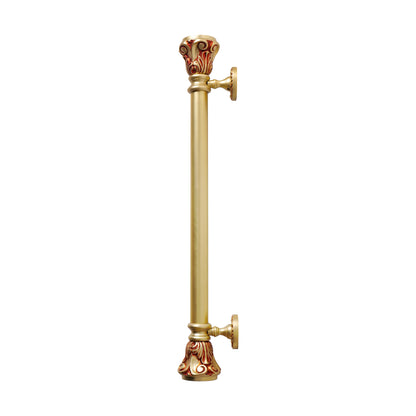 Matt Gold Red Brass Door Handle: Ornate Entrance Hardware