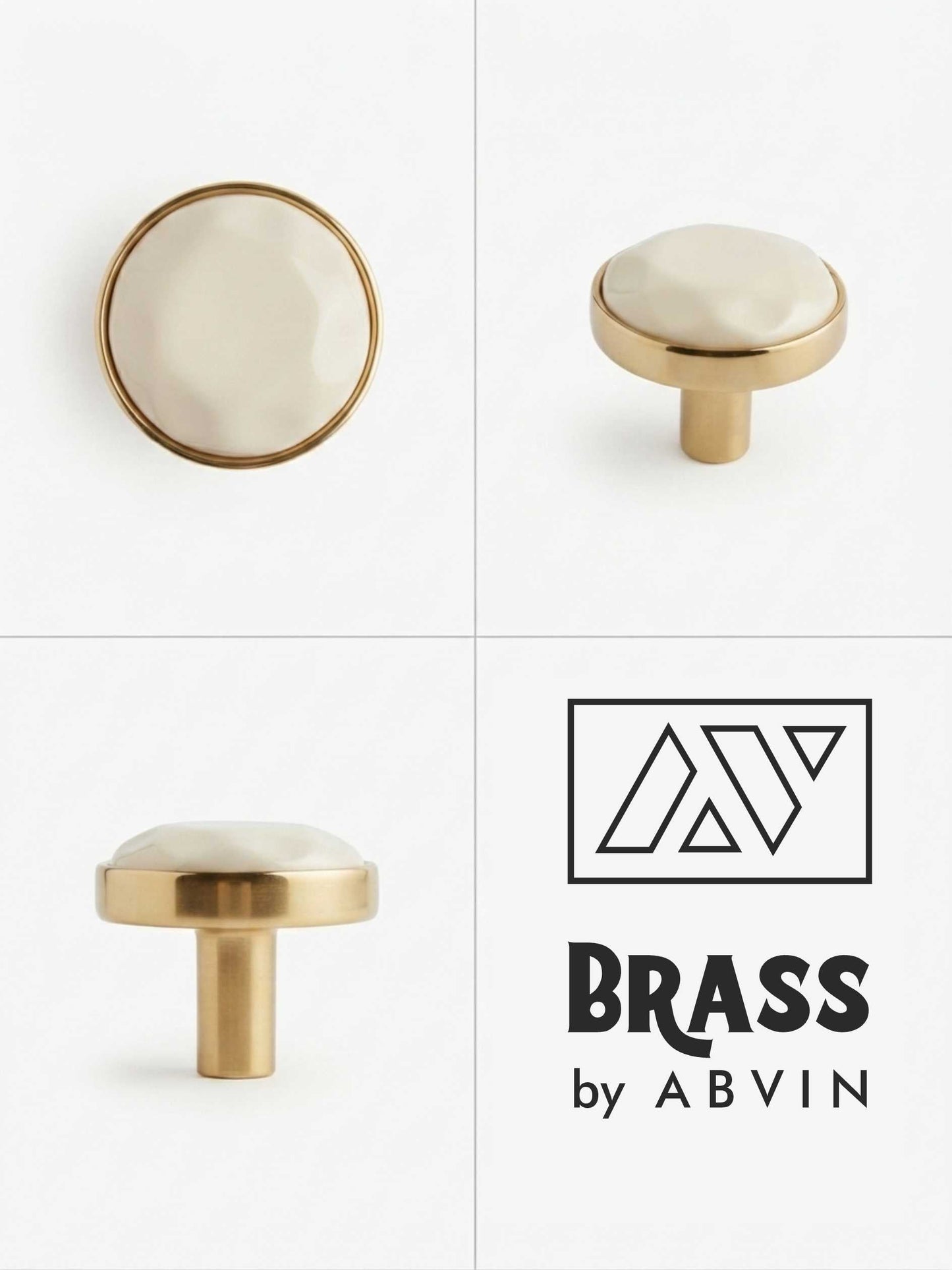 Gold Brass Marble  handles Unique Cabinet Beautiful Decorative Dresser Drawer Knobs and Pulls - 1 pcs