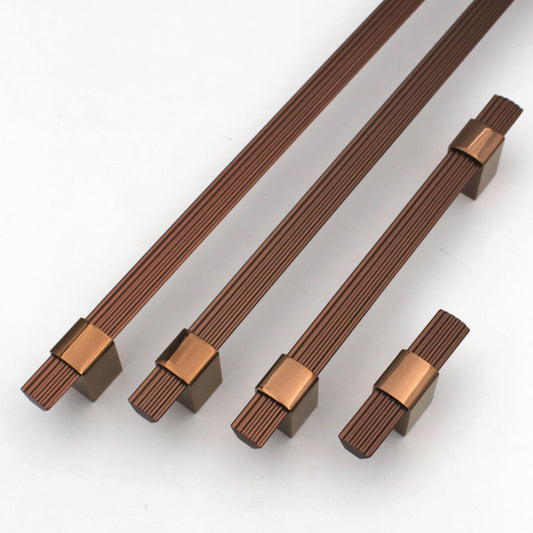 Modern Lining Dual Copper Finish Cabinet Handle - Sold Individually