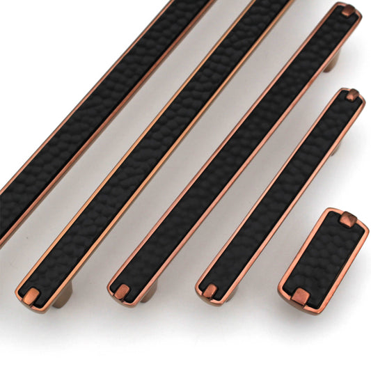 Modern Hammered Black Copper Cabinet Handle: Drawer, Dresser, and Furniture Pull
