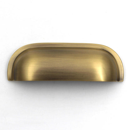 Polished Brass Cup Curved Cabinet Pulls, Modern Drawer Handles (1 pc)