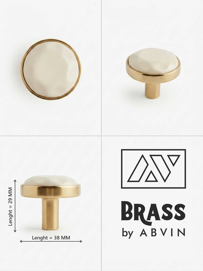 Gold Brass Marble  handles Unique Cabinet Beautiful Decorative Dresser Drawer Knobs and Pulls - 1 pcs