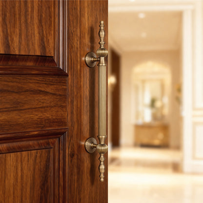 24" Matt Antique Brass Door Handle: Ornate Entrance Hardware