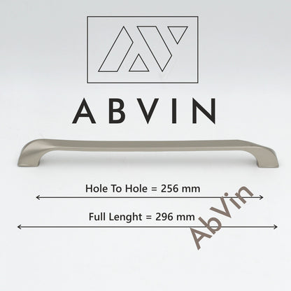 ABVIN PREMIUM Curved Sartin SS Modern Solid Long Pull Bar Handles For Doors Cabinets Cupboards Drawers - 1 piece