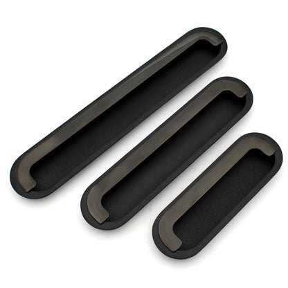 Embedded ABVIN Sliding door Concealed And Drawer handles Flush Pull in Black finish Cabinet Dresser Slider Handle And Drawer pulls - 1 pcs