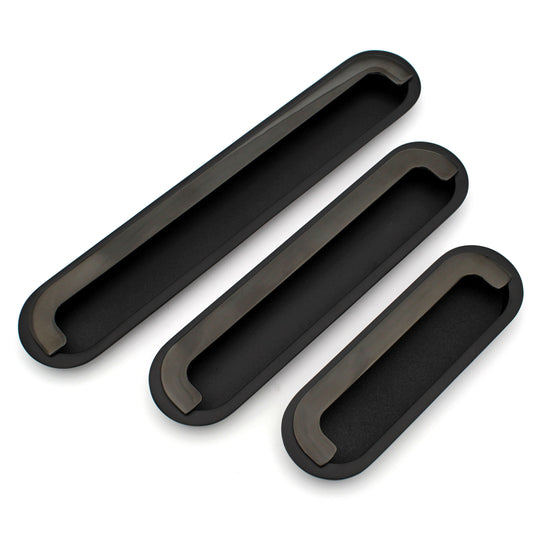 Embedded ABVIN Sliding door Concealed And Drawer handles Flush Pull in Black finish Cabinet Dresser Slider Handle And Drawer pulls - 1 pcs