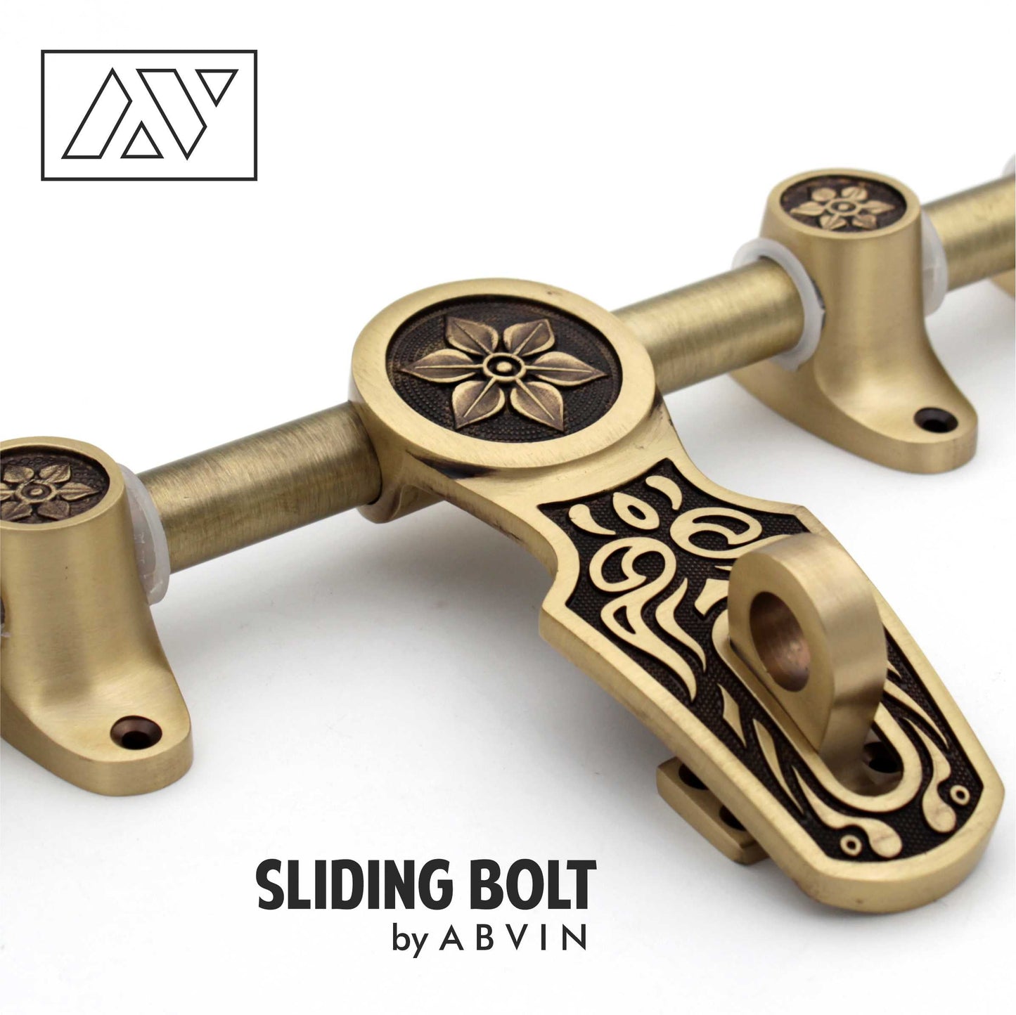 Main Door  14" Brass Aldrop  – 100% Handmade Solid Brass Latch, Brass Sliding Door Bolt - 1 set