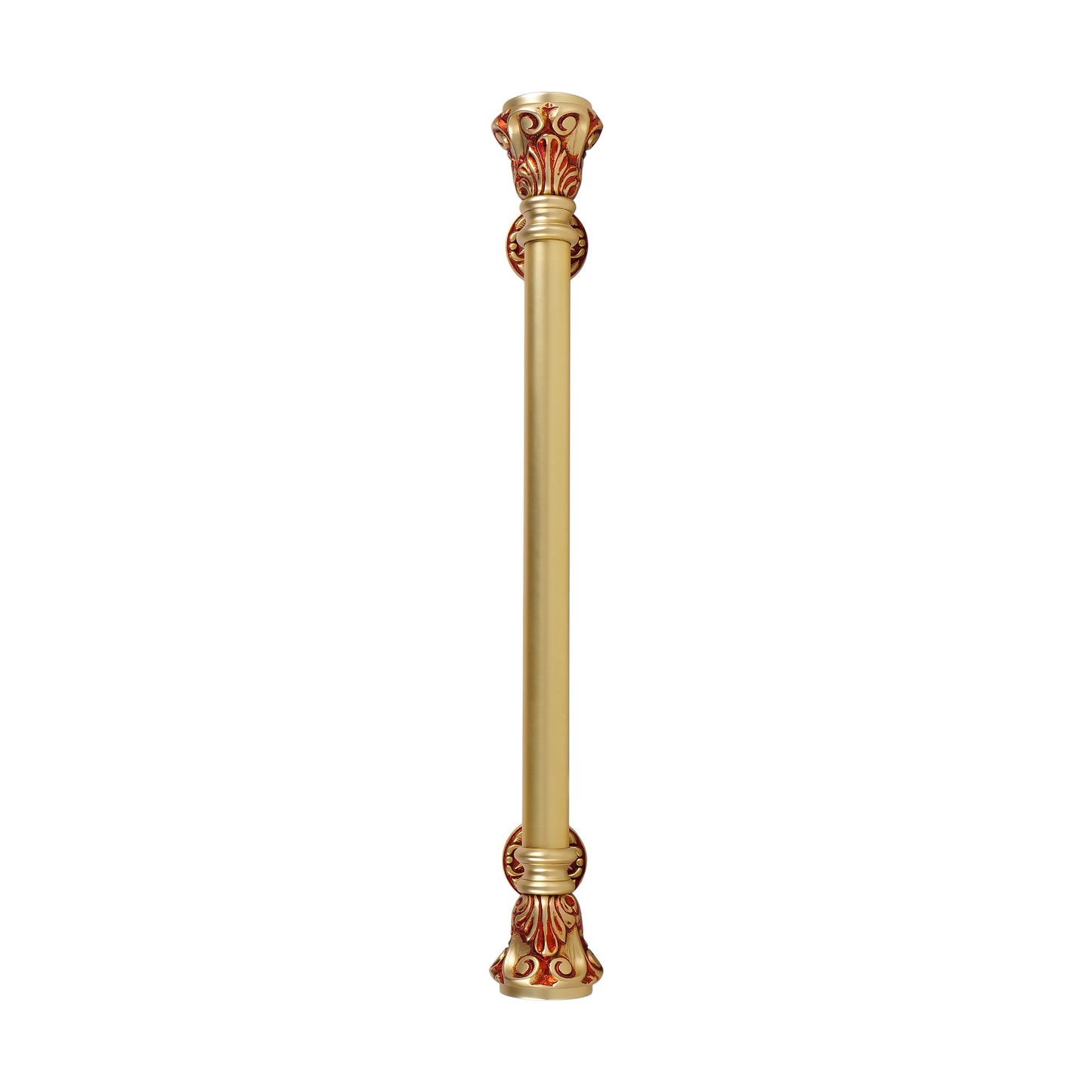 Matt Gold Red Brass Door Handle: Ornate Entrance Hardware
