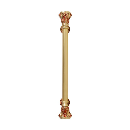 Matt Gold Red Brass Door Handle: Ornate Entrance Hardware