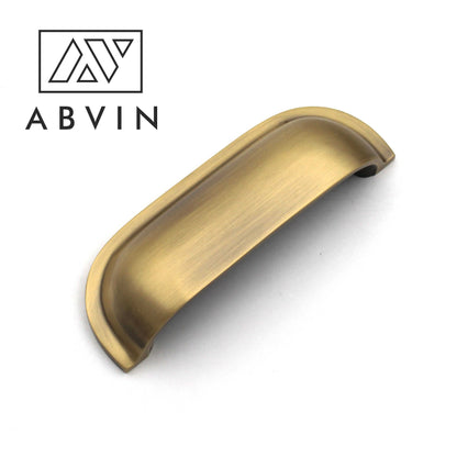 Polished Brass Cup Curved Cabinet Pulls, Modern Drawer Handles (1 pc)