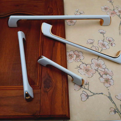 Modern White Gold Handles Pulls Cabinet Drawer Dresser Furniture Knob Handle Pulls - 1 pcs