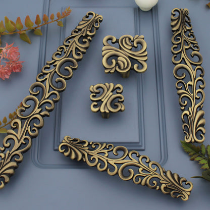 Bronze Carving Handles Pulls Cabinet Drawer Dresser Furniture Knob Handle Pulls - 1 pcs