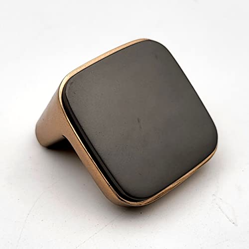 Square Grey Gold knobs for Cabinet Hardware, Furniture Pulls for Doors, Cabinets, Cupboards & Drawers - Grey Gold Finish - 1 pcs