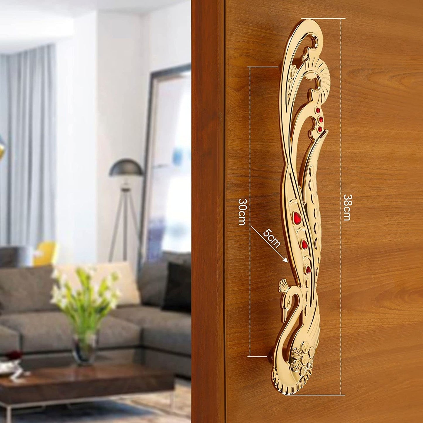 Peacock with Red Gems Antique Door Handle, Door Handles for Main Door, Handles for Door