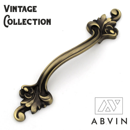 Antique Flower Handles Pulls Cabinet Drawer Dresser Furniture Knob Handle Pulls Matt Dark Gold  - 1 pcs