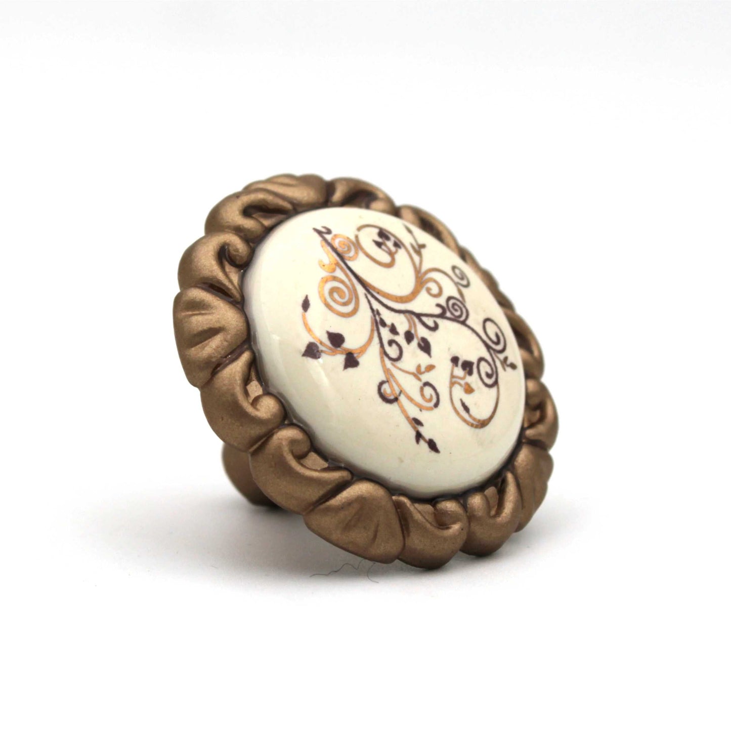 Solid Ceramic Floral Antique Finish Cabinet Pull Knobs