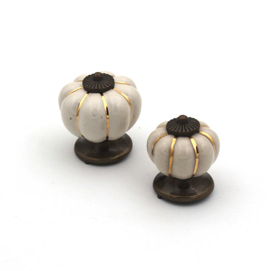 Solid Ceramic Finish Cabinet Knobs – Cream Gold Finish | Modern Bar Handle for Kitchen, Drawer & Wardrobe (1 Pc)