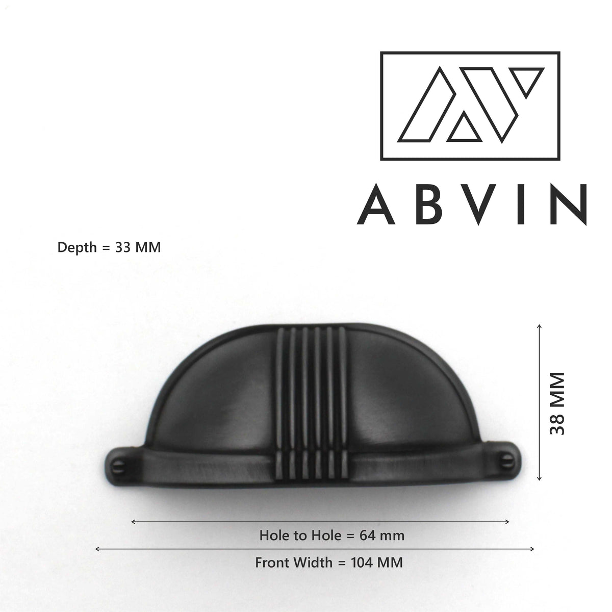 ABVIN Linning Grey Classical Cup Pulls Cabinet Handles for Hardware Cabinets, Cupboards and Drawers - 1 pcs