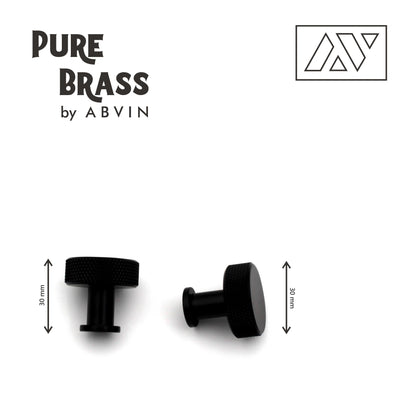 ABVIN Premium Brass Black Knurled Knobs Handles, Furniture Pulls Cabinets Cupboards Drawers knob (1 pcs)