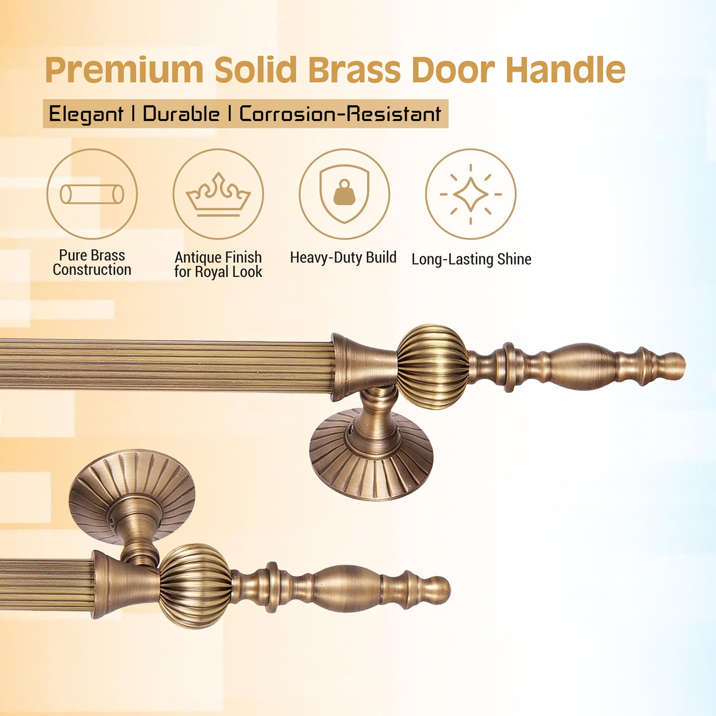 24" Matt Antique Brass Door Handle: Ornate Entrance Hardware