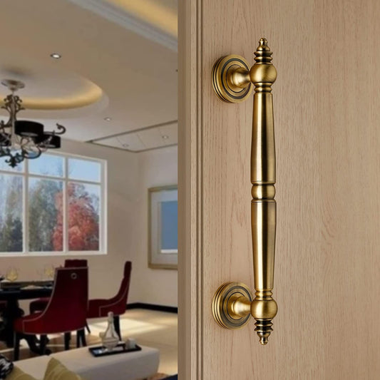 Brass Antique Door Handle, Door Handles for Main Door, Handle Head Design - 1 Pcs