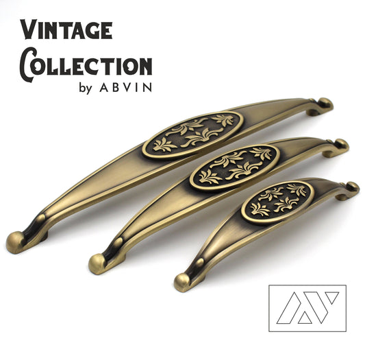 Antique Petal Handles Pulls Cabinet Drawer Dresser Furniture Knob Handle Pulls Matt Dark Gold  - 1 pcs