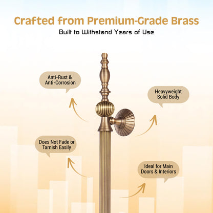 24" Matt Antique Brass Door Handle: Ornate Entrance Hardware